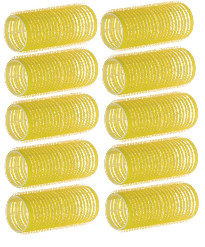 DEWAL BEAUTY Бигуди-липучки DBL32, желтые, d 32 мм x 63 мм, 10 шт #1