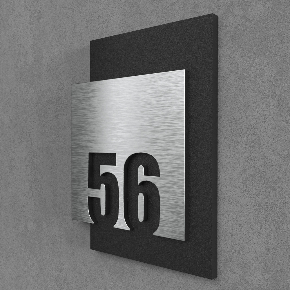 Цифры на дверь квартиры, табличка самоклеящаяся номер 56, 15х12см, царапанное серебро  #1