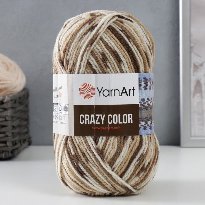 Пряжа для вязания YarnArt "Crazy color" 25% шерсть, 75% акрил 260м/100гр, 110 принт  #1