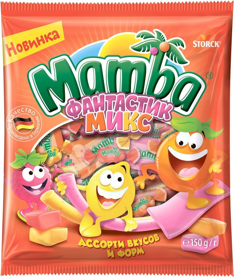 Конфеты Mamba жевательные Фантастик Микс ассорти вкусов и форм 150г  #1
