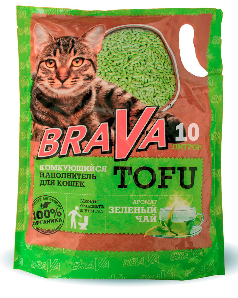 Наполнитель Brava тофу 10л зеленый чай #1