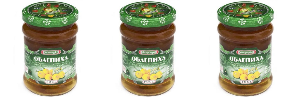 Экопродукт Фруктовые консервы Облепиха протертая с сахаром, 320 г, 3 шт  #1