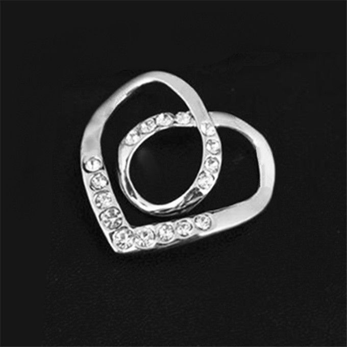 Муфта, кольцо для платка в форме сердца со стразами, серебристый  #1