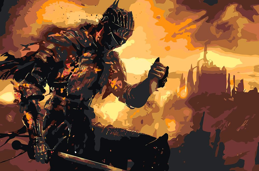 Картина по номерам Цветное на холсте с подрамником "Dark Souls Дарк Соулс: Душа пепла 4", Раскраска 40x60 #1