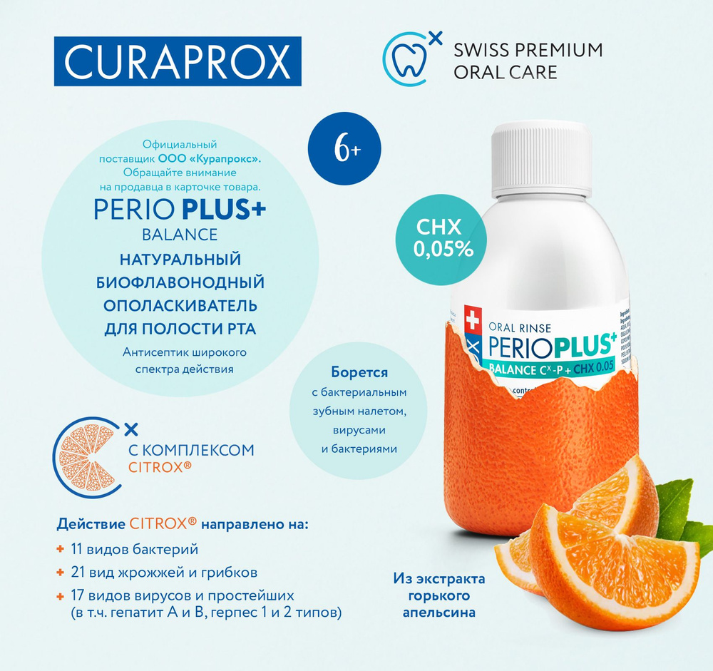 CURAPROX Лечебный ополаскиватель для полости рта с хлоргексидином 0,05% для взрослых и детей от 6 лет, #1