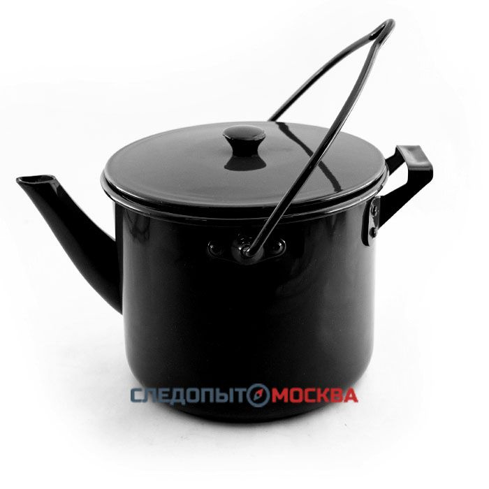 Чайник-котелок костровой походный 2,5 литра, чёрный глянец  #1