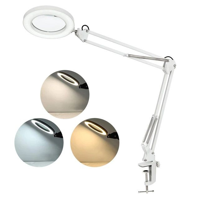 Лампа лупа с увеличительным стеклом на струбцине / светодиодная косметологическая лампа-светильник для #1