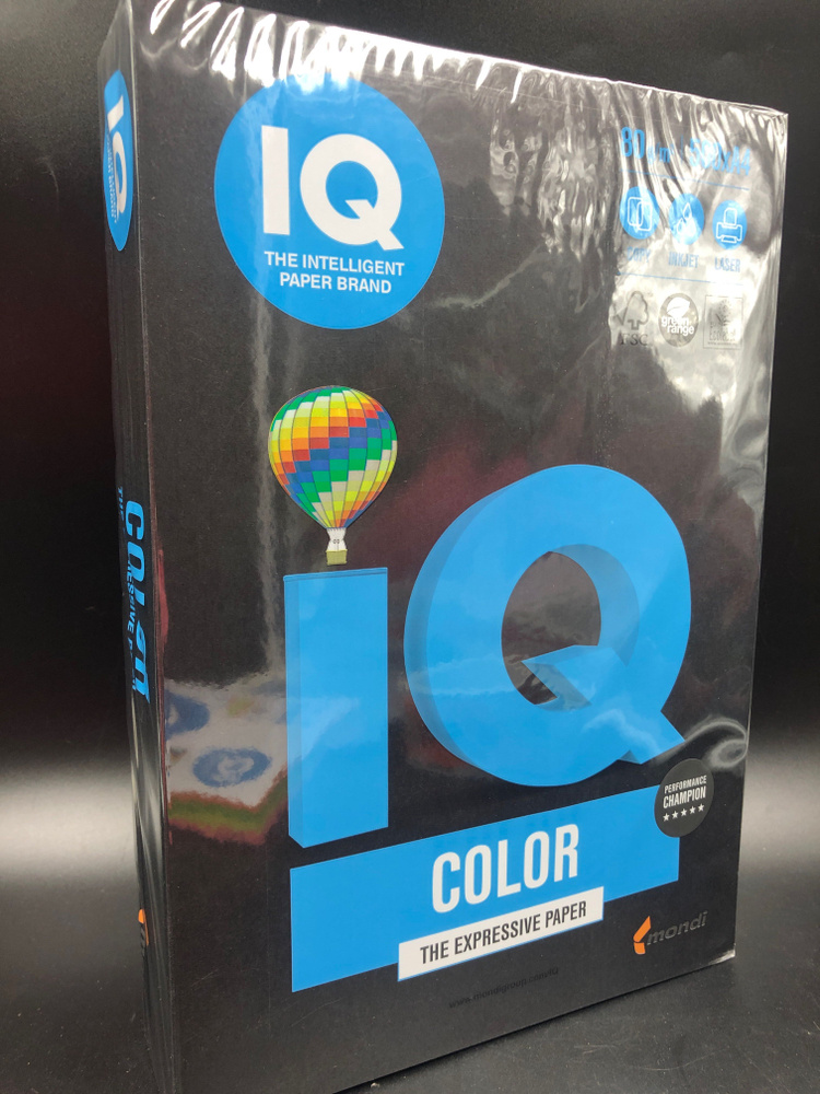 Бумага цветная IQ COLOR (А4,80г B100 черный), Intensive, 500л., для всех видов принтеров и творчества, #1