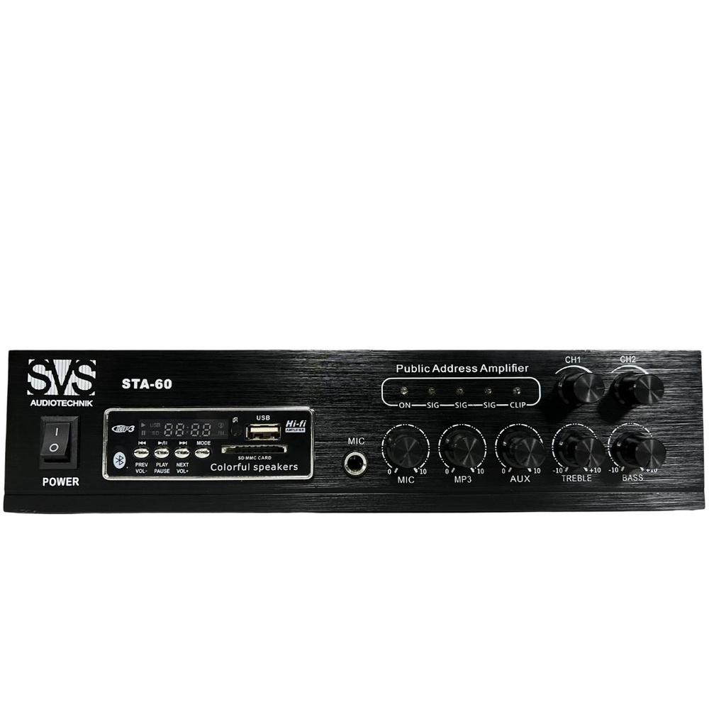 Трансляционный микшер-усилитель SVS Audiotechnik STA-60, мощность 60 Вт, Блюуз, FM радио, 2 зоны, MP3 #1