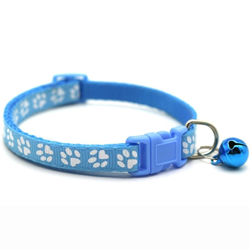 Ошейник для животных с лапками и бубенчиком (Collar for Pets), цвет: голубой  #1