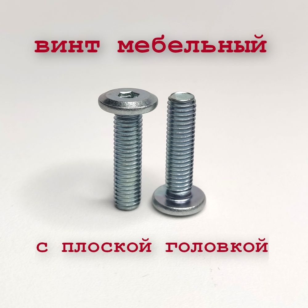 Винт М6х30, DIN 7420 мебельный с плоской головкой, оцинкованный, под шестигранник  #1