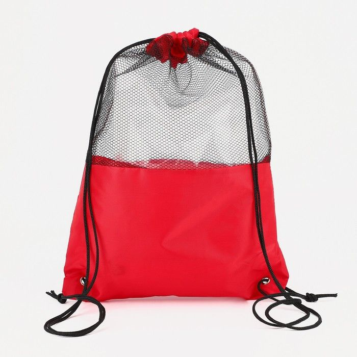 Мешок, сумка для обуви, сменки, сменной на шнурке, цвет красный  #1