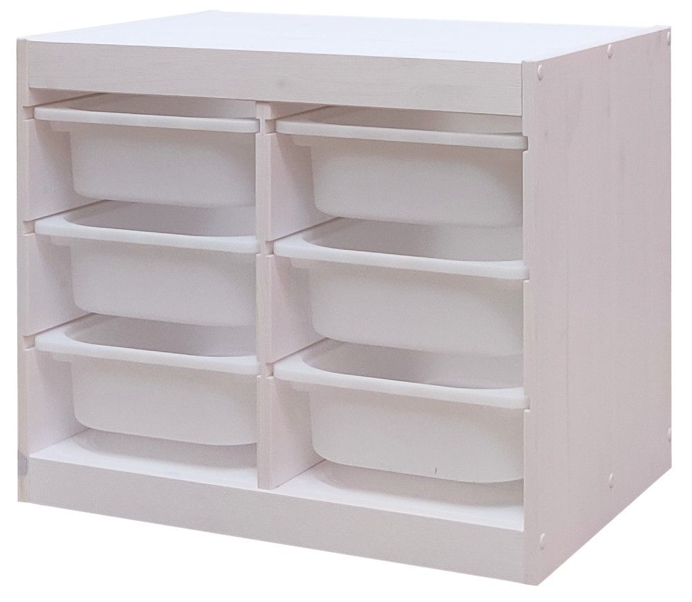 Белый стеллаж для игрушек с белыми (6) контейнерами TROFAST, 62.8х43.8х52.2 см  #1