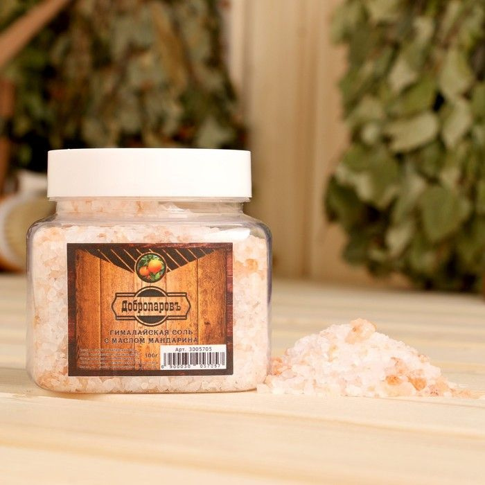 Гималайская красная соль "Добропаровъ" с маслом мандарина, 2-5мм, 300гр  #1