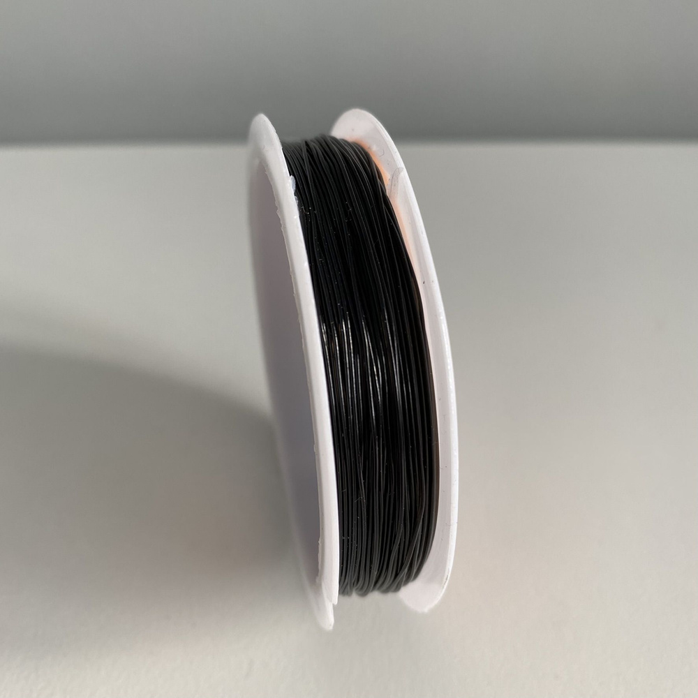 Нитка-резинка эластичная, силиконовая для бус/бисера/браслета 0,6 мм, длина 12 м цвет черный  #1