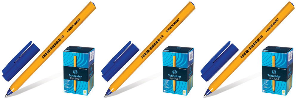Schneider/ Ручка шариковая неавтоматическая Tops 505F, одноразовая, синяя, 0,4 мм, 3 шт  #1