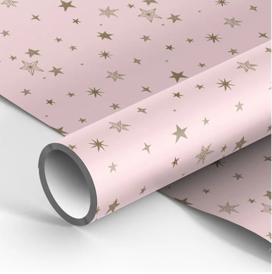 Упаковочная бумага глянцевая AXLER "Pink stars", 105г/м2, 70х100 см #1