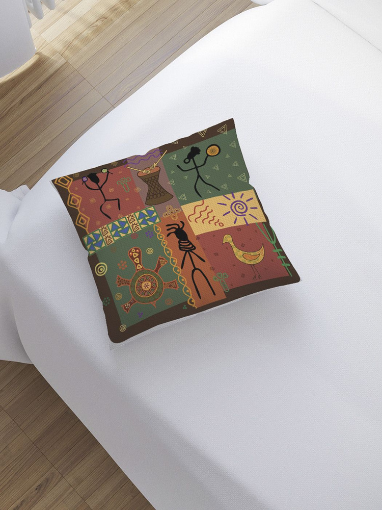 Наволочка декоративная на молнии, чехол на подушку "Африканская история" 45х45 см  #1