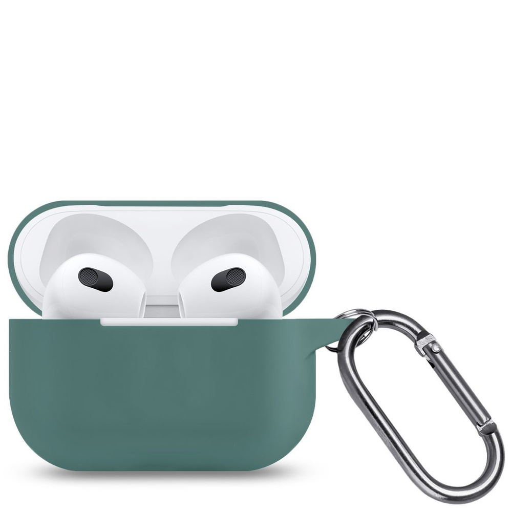 Ультратонкий силиконовый чехол для наушников Apple AirPods 3 / кейс для наушников Эпл Аирподс 3 / сине-зелёный #1