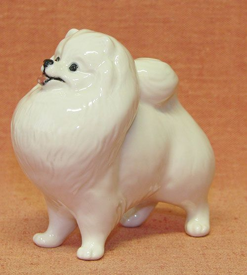 Шпиц померанский (окрас белый) фигурка собаки из фарфора  #1