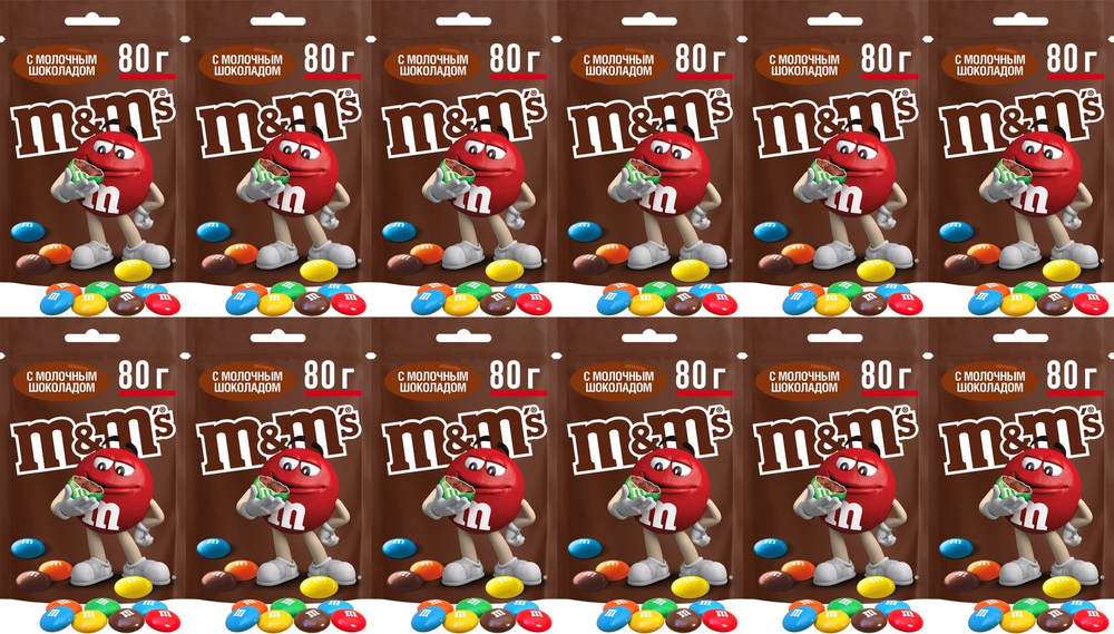 Драже M&M's шоколад, комплект: 12 упаковок по 80 г #1