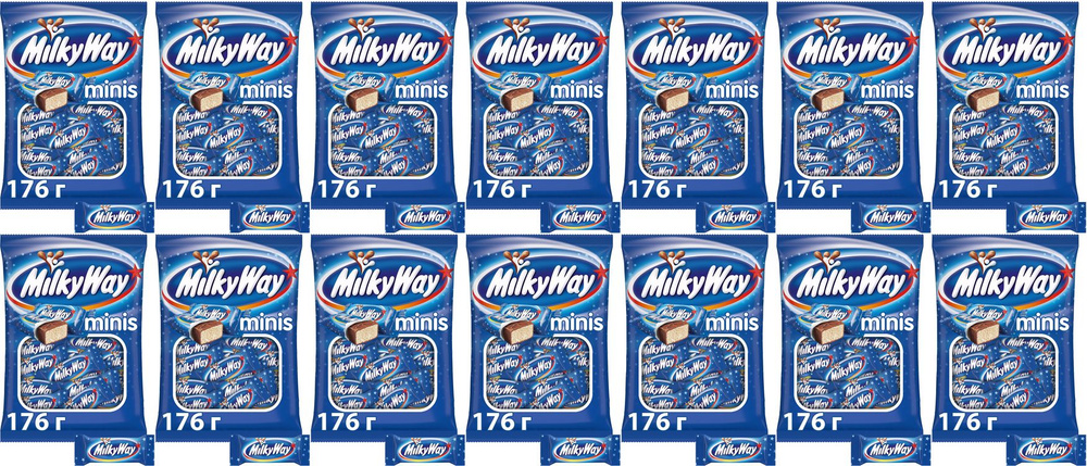 Конфеты шоколадные Milky Way Minis, комплект: 14 упаковок по 176 г  #1
