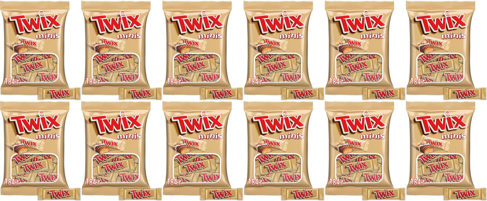 Батончик Twix Minis шоколадный, комплект: 12 упаковок по 184 г #1