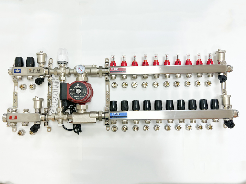 Комплект для подключения тёплого водяного пола на 10 выходов и радиаторов отопления 2 шт  #1