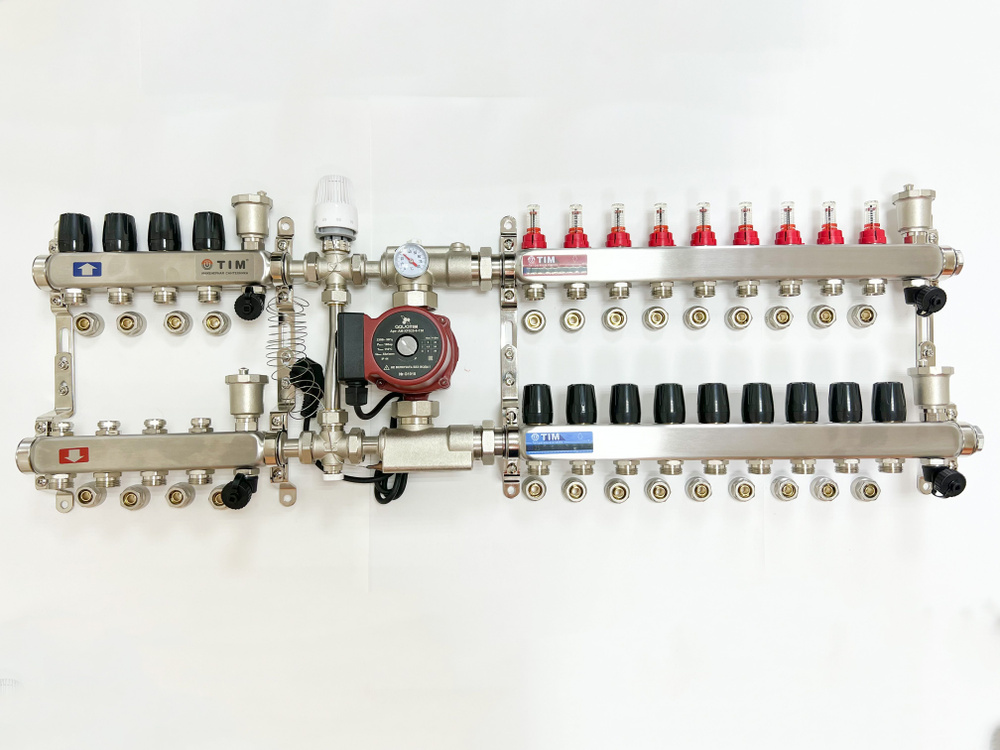 Комплект для подключения тёплого водяного пола на 9 выходов и радиаторов отопления 4 шт  #1
