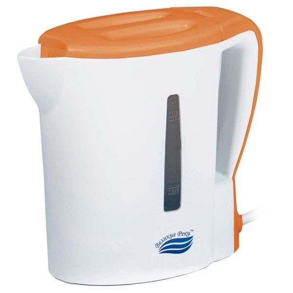 Чайник Великие Реки Мая-1 бело-оранжевый, 0,5 л, пластик, 500 Вт  #1