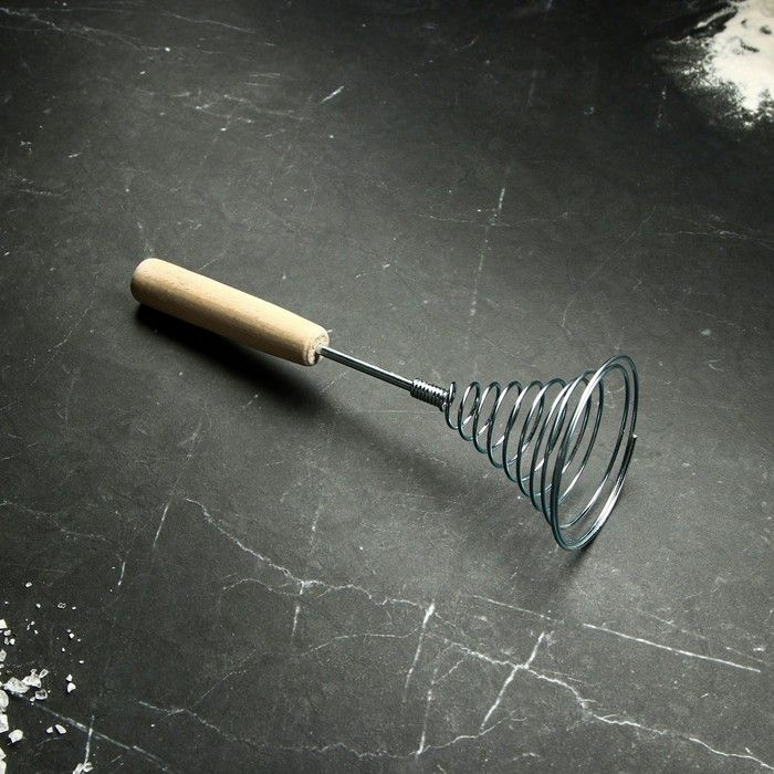TAS-PROM, Венчик кондитерский для взбивания с деревянной ручкой "Спираль", 27,5 см, 5 штук  #1