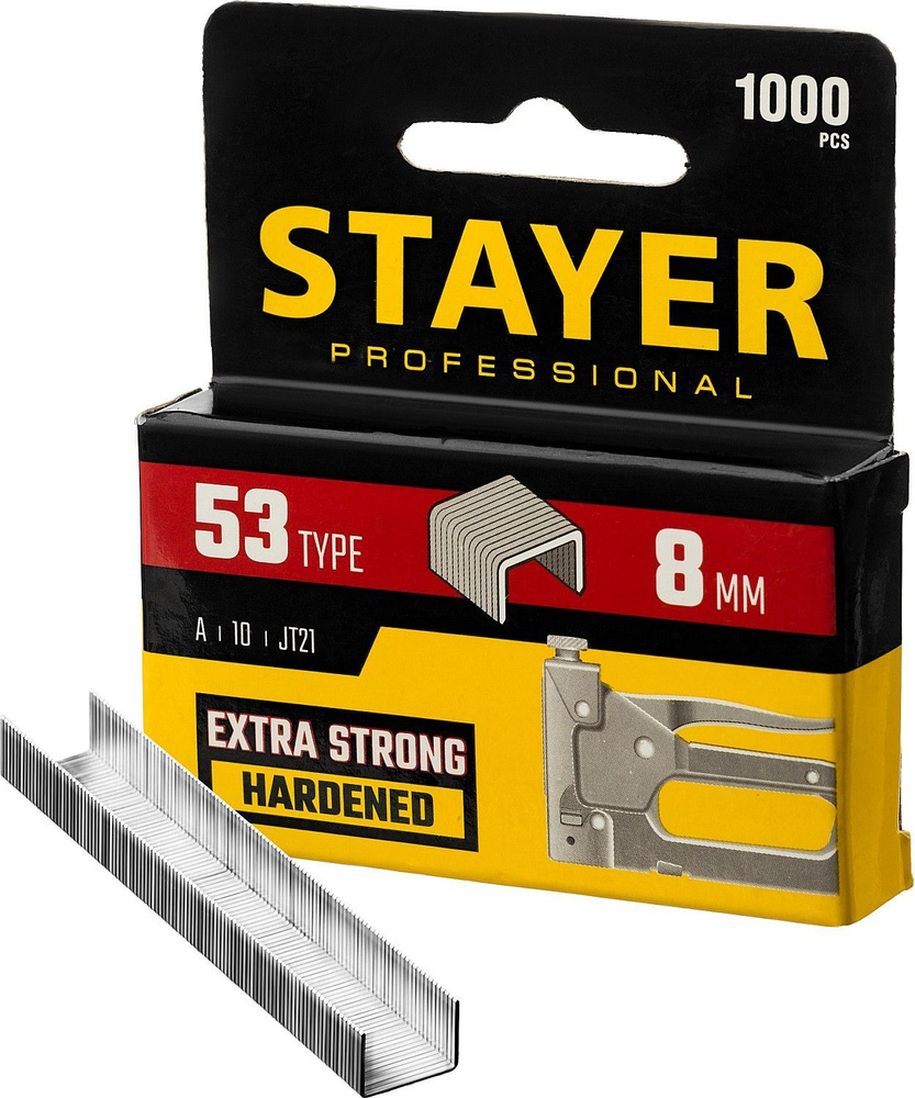 Скобы для степлера STAYER тип 53 (A/10/JT21) 8 мм, 1000 шт, калибр 23GA (3159-08)  #1