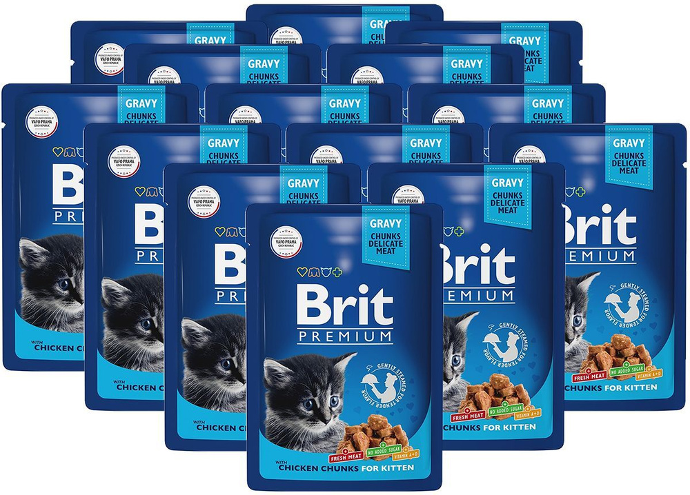 Консервы BRIT PREMIUM CAT CHICKEN CHUNKS FOR KITTEN для котят с курицей 5048809 (85 гр х 14 шт)  #1