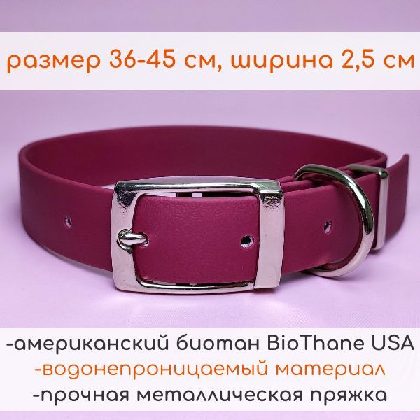 R-Dog Ошейник из биотана (Biothane USA), металлическая пряжка, цвет винный, длина 36-45 см, ширина 2,5 #1