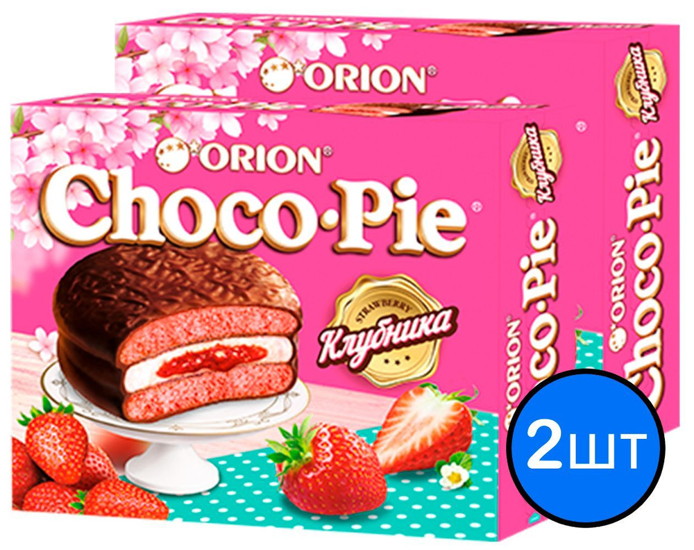 Печенье "ORION ChocoPie" Клубника, 360г х 2шт #1