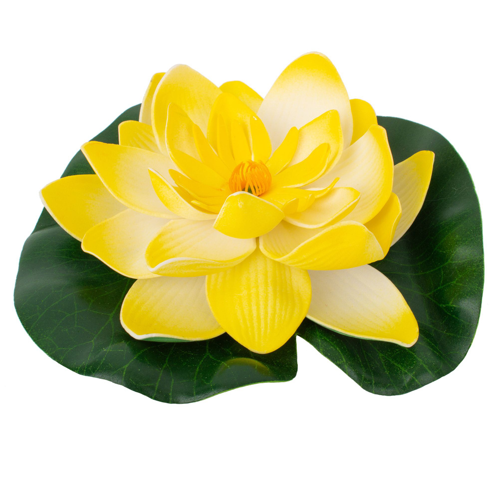 Цветок для водоема Ecotec Лилия пластик бело-желтый 18 см, ВД86870409  #1