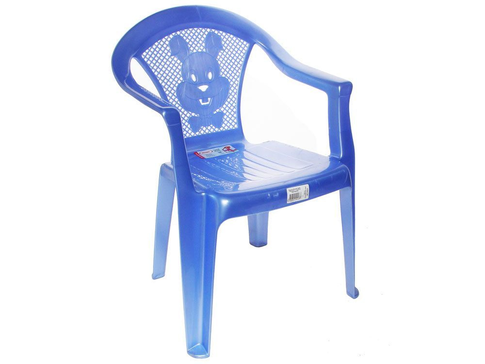 Кресло пластиковое детское Темно-синий 37х36 h54см с широкой спинкой  #1