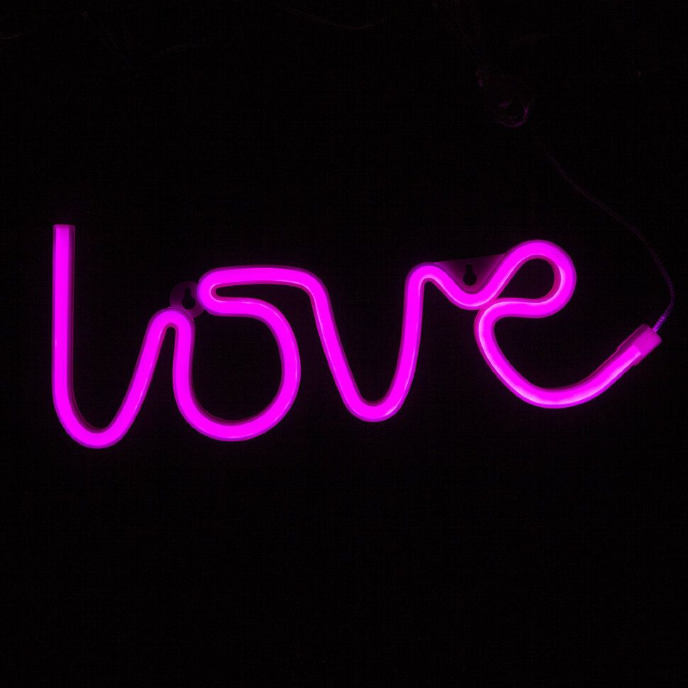 Световая надпись Love, 13*35 см. Розовый, 1 шт. #1