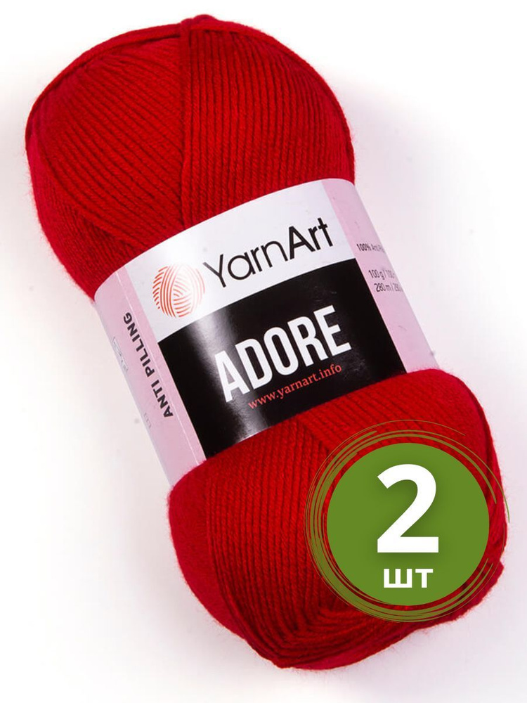 Пряжа YarnArt Adore (Адоре) - 2 мотка 352 вишня, 100% акрил антипиллинг, 100 г 280 м  #1