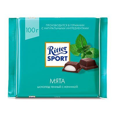 Шоколад тёмный Ritter Sport с начинкой Мята, 100 г #1