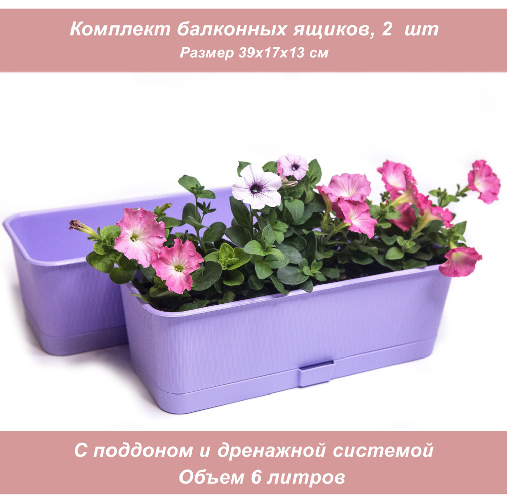 Ливингрин Ящик для цветов, Ящик балконный Лаванда, 6 л #1