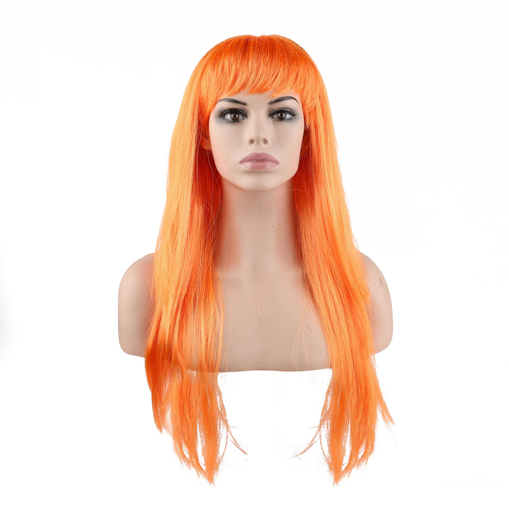 Карнавальный парик, длинные прямые волосы, цвет оранжевый, 120 г  #1