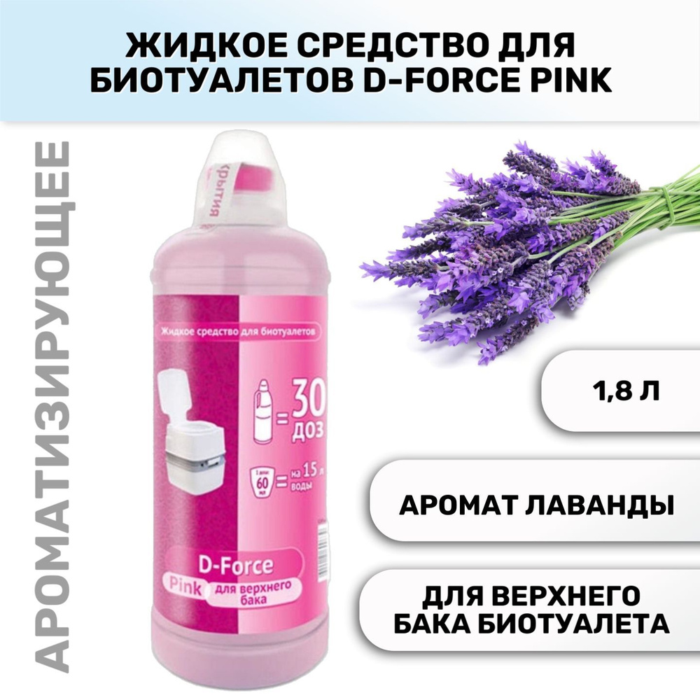 Жидкое средство для биотуалетов Ваше хозяйство D-Force Pink 1,8л  #1