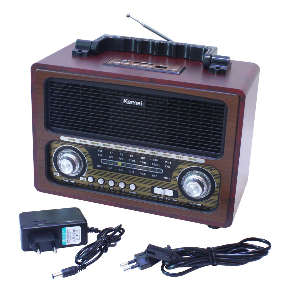 Bluetooth радиоприемник в стиле "Ретро" Kemai MD-1800BT Темный (с блоком питания DC 6V 1А в комплекте) #1