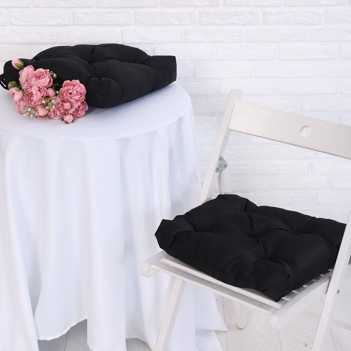 Набор подушек для стула непромокаемых 40х40см 2 шт, цвет черный, файберфлекс, грета 20%, пэ  #1