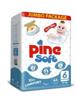 Pine Soft Подгузники EXTRA LARGE JUMBO, Размер 6 (15+ кг), 44 шт #1