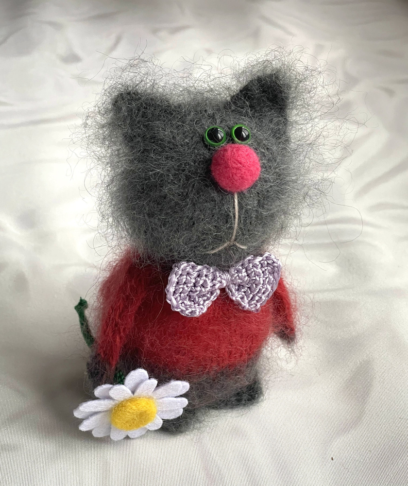 Вязаная игрушка Кот Сёма Мохер, Синтепон - купить по низким ценам в ...