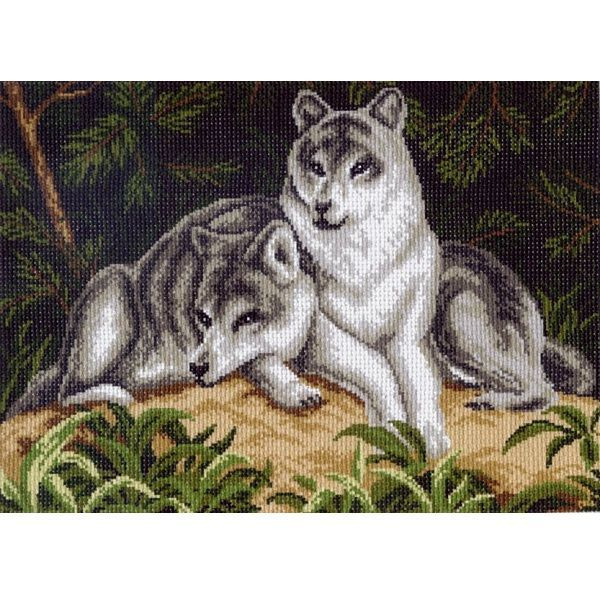 Канва с нанесенным рисунком р. 37/49, арт. 0614 Волчья пара. #1