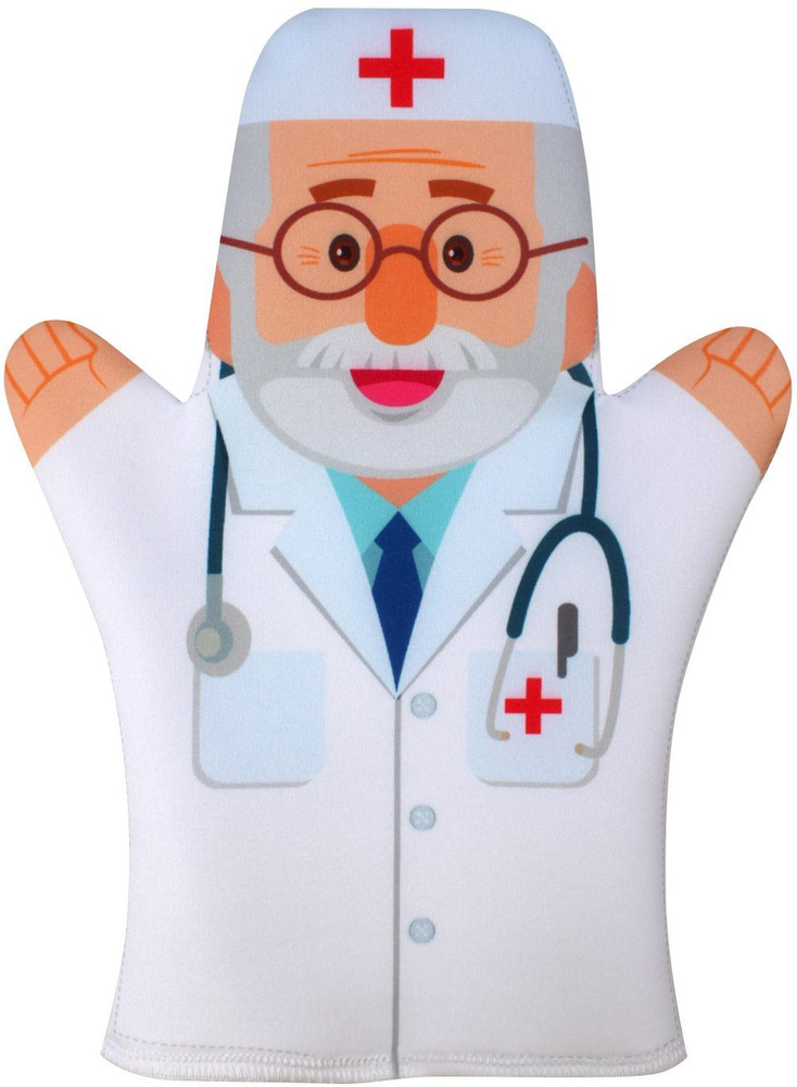Кукла-перчатка "Доктор", мягкая игрушка на руку, рукавичка для кукольного театра, перчаточная кукла бибабо #1