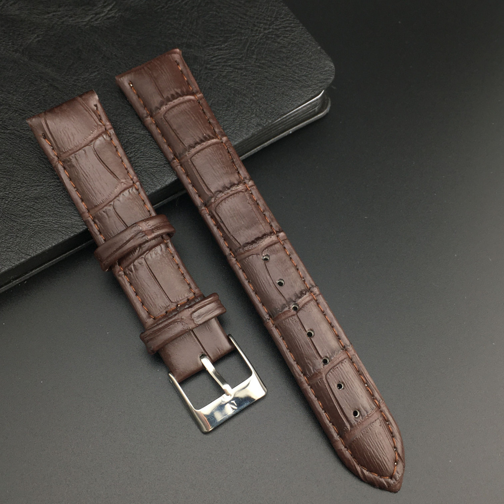 Ремешок для часов кожаный 18 мм коричневый, под рептилию, 1 шт  #1